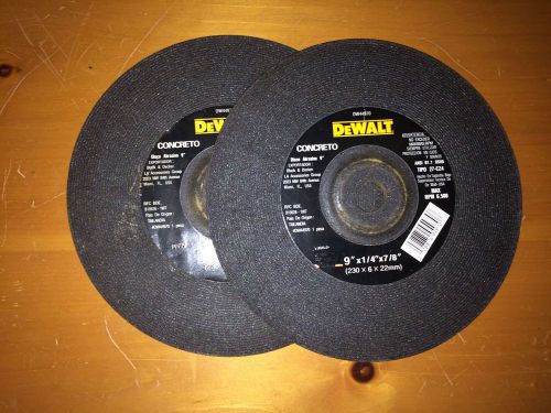 2- dewalt 9&#034;x1/4&#034;thick x7/8&#034; arbor concrete grinding discs    dw44970