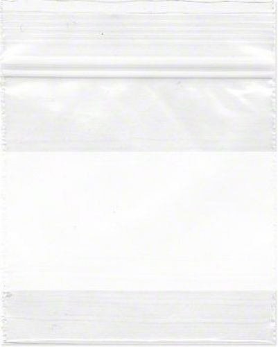 Plymor 2&#034; x 2&#034;, 2 Mil White Block Zipper Reclosable Storage Bags, 5 DispenserBag