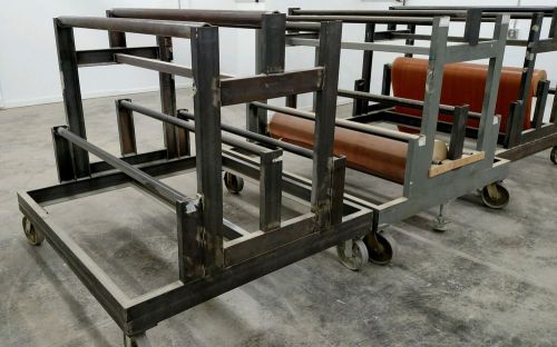 Heavy duty metal rolling carts holds carpet chain wire vinyl thermal foil rolls for sale