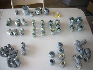 Liquid tight fittings, assortment plastic, hubbell metal 1/2, 3/4, 1&#034; for sale
