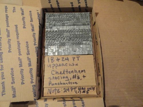 Lot vintage antique letterpress 18/24 pt cheltenham uppercase/#&#039;s/puc print/foil for sale