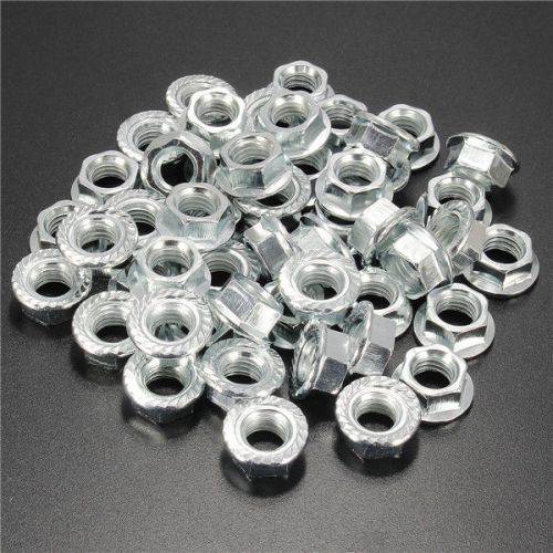 50pcs m10 thread zinc plated nut serrated hex flange nut non-slip lock nut for sale