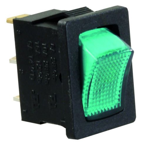 Jr products 12775 green/black spst mini-illuminated on/off switch new for sale