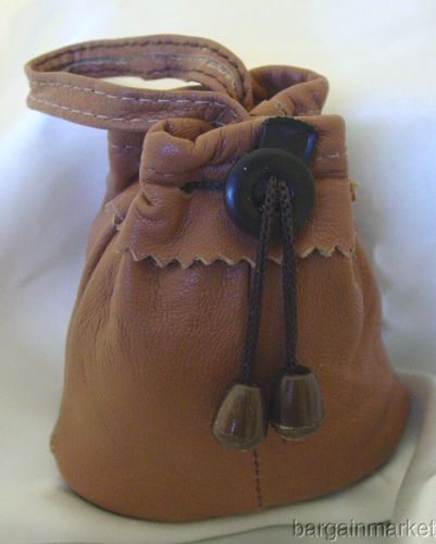 Leather Drawstring Coins Marble Trinket Jewelry Pouch