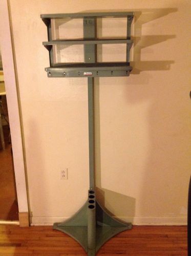 Vintage the office valet metal industrial coat rack w/ umbrella holder &amp; shelves for sale