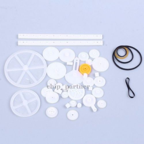 34kinds plastic belt pulley gear kits gears belt shaft robot motor gear set for sale