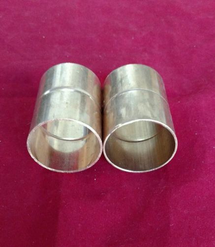 Wrot copper coupling with stop fit&#039;s 1-5/8&#034; o.d. [1-1/2&#034; nom.] braze - lot of 2 for sale