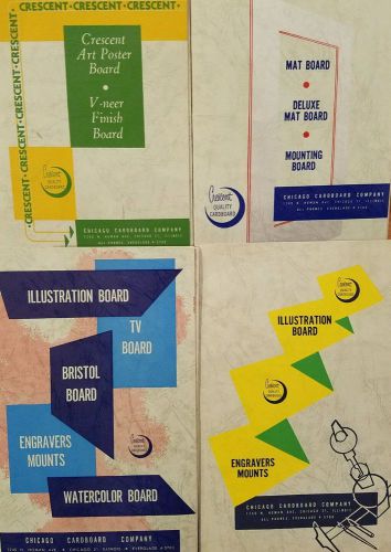 LOT 1950s CHICAGO CRESCENT CARDBOARD SALESMAN SAMPLES MOUNT POSTER ART BOARDS