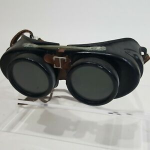 Vintage Steampunk MCM Green Lenses Welding Safety Goggles Motorcycle Glasses