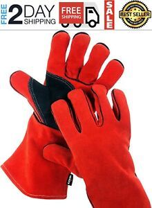 Guantes De Soldadura Para Soldar Cuero De Primera Calidad Anti Calor Chispasos