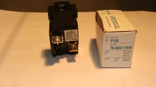 ITE SIEMENS P120  MOLDED CASE CIRCUIT BREAKER 1P 20A 120/240V AC NEW NIB