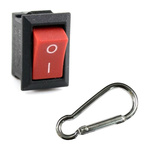 10 Mini Rocker Switch Latching Push Button SPST On Off 250V 125V +Carabiner S