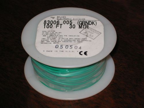 USA BELDEN HOOK-UP WIRE 83006 GREEN Silver Pt Stranded Teflon 22 AWG 100FT SPOOL