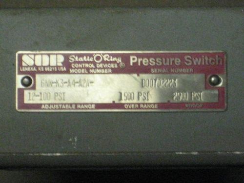 STATIC-O-RING (SOR) # 6NN-K3-A4-A2A , PRESSURE SWITCH , SURPLUS