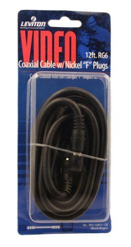 NEW Leviton C6851-12E RG6 Coax Cable  Nickel Plated  12-Feet  Black