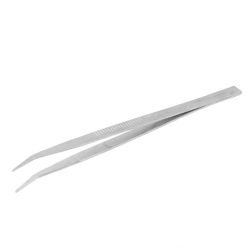 185mm Length Silver Tone Metal Curved Tweezers Handy Tool Set