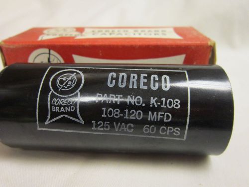 CORECO MOTOR START CAPACITOR108-120 MFD 125 VAC NIB