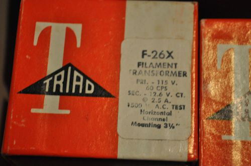 Vintage TRIAD F-26X Filament Transformer 115V. 60 CPS VINTAGE New Old Stock NIB