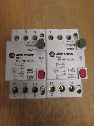 Allen-Bradley  Manual Motor Starter  140-MN-0400  Lot of 2  Range 2.5 - 4A  Used