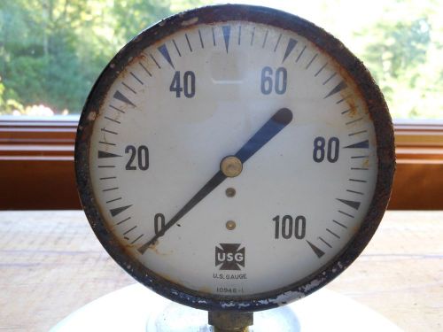 VINTAGE USG GAUGE 0  - 100 Measure Pressure Gauge No. 10946-1 - STEAMPUNK