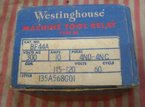 NOS WESTINGHOUSE BF44A RELAY 135A568G01 4NO 4NC 300V 10A w/ 120VAC Coil