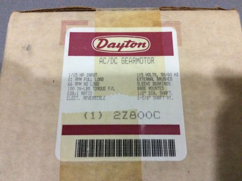 Dayton ac/dc gearmotor 1/15 hp 115 volts 2z800c nib for sale