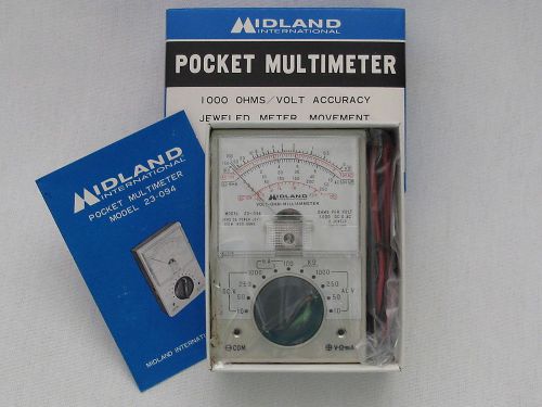 Vintage MIDLAND POCKET MULTIMETER 1000 OHMS/Volt Accuracy Model 23-094 ~NEW