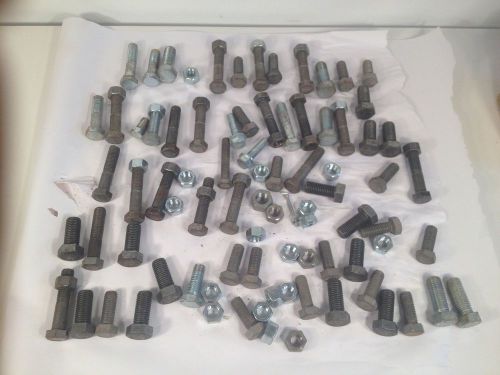 15/16&#034; 1 1/18 HEX HEAD BOLTS nuts LARGE lot of 90 pcs 5/8 3/4 diameter 3&#034; 2.5 L