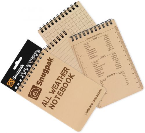 Snugpak SN97385 Tan Large All Weather Notebook W/ Conversion Charts 4&#034; x 6&#034;