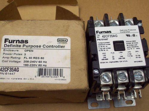 Furnas Contactor 42CF35AG 40 amp 3 pole DEFINITE PURPOSE CONTROLLER