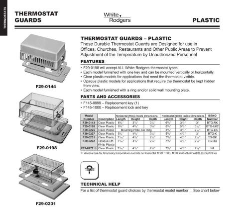 New white rodgers f29-0143 thermostat guard with key 2e379b for sale