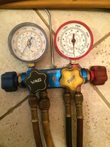 Imperial 4 valve manifold r-134a set (4) 60&#034; hoses for sale