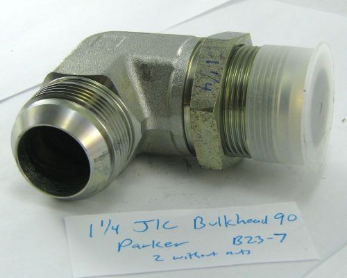 Hydraulic fitting, parker 1 1/4&#034; jic bulkhead 90 elbow, 20jic, nos, #b23-7 for sale