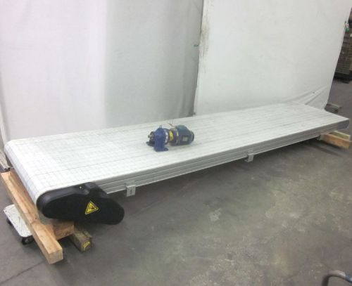 FlexLink 35&#034;W 168&#034;L Electric Cleated-Belt Conveyor Multi-Flex Plastic XWEB 3-Ph