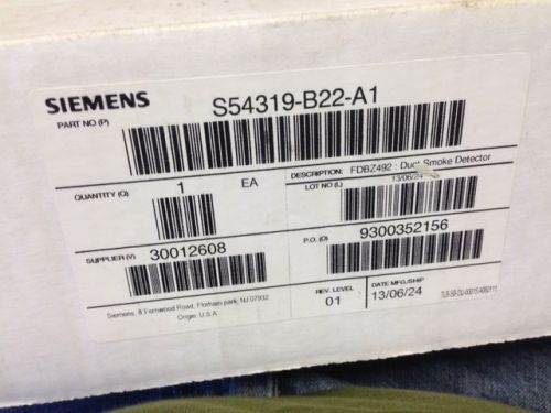 Siemens fdbz492 duct smoke detector for sale