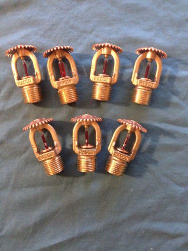 7 used RASCO brass RED TOP Fire Sprinkler Heads  Steampunk Industrial  decor