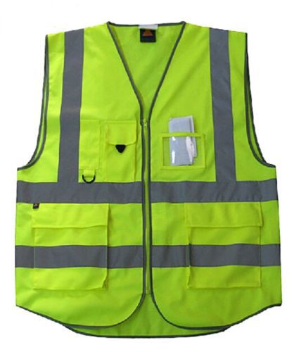 5 Pocket High-Vis Warning Reflective Tape Strip Safety Vest ANSI CLASS 2 Size XL