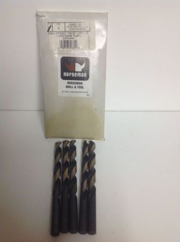 Norseman- Size # W -  Twist Drill Jobber Length Black &amp; Gold  LOT OF 5