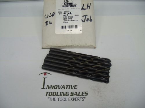 19/64 Jobber Length HSS Drill LHGP Black Oxide Tr-Chem Brand 6pcs