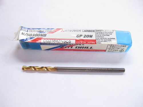 MITSUBISHI 3mm COOLANT FED SOLID CARBIDE DRILLS MZS0300MB JAPAN GP 20M