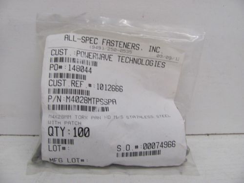 LOT OF 100 HAFELE 022.35.289D THREAD SCREW GALV. M4X28MM