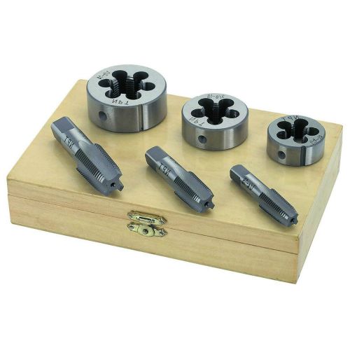 Steel 6pc pipe tap &amp; die set cut renew external/internal thread engine tool91395 for sale