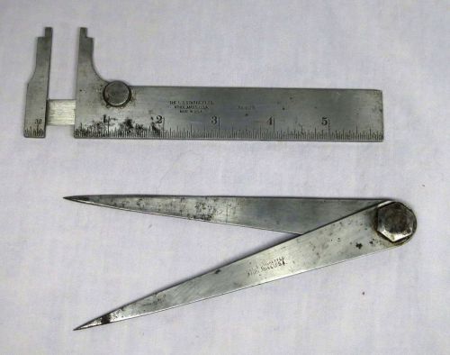 Vintage Starrett Pocket Slide Caliper 425, 0-5&#034; w/ Compass Caliper - MADE IN USA