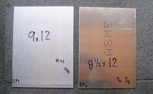 Lot 5f ,2 pcs aluminum plate 1/8 all 12&#034; long sht t6 &amp; h32 .125 1/8” thk t6 6061 for sale