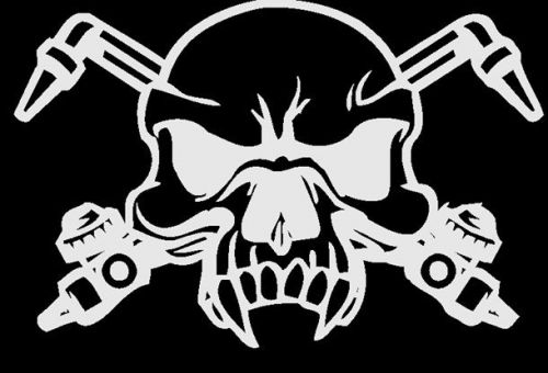 SKULL WITH TORCHES WELDING DECAL welder sticker