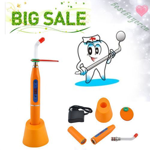 Dental 5W Wireless Cordless LED Curing Lab Light Lamp 1500mw - ORANGE Charger#