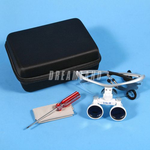 Dental Surgical Binocular Loupes 3.5X 420mm Glasses Magnifier Lens silver