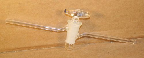 Pyrex oblique bore vacuum cup stopcock, 2mm bore, solid handle, hollow plug for sale
