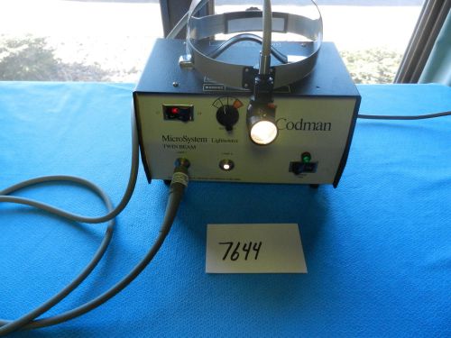 Codman Surgical MicroSystem Twin Beam Lightsource W/ Helmet Fiber Optic Cable