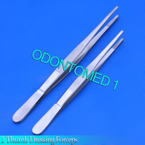 2 pcs thumb lab tweezers dressing dissection forceps 4.5&#034; + 5.5&#034; serrated econom for sale